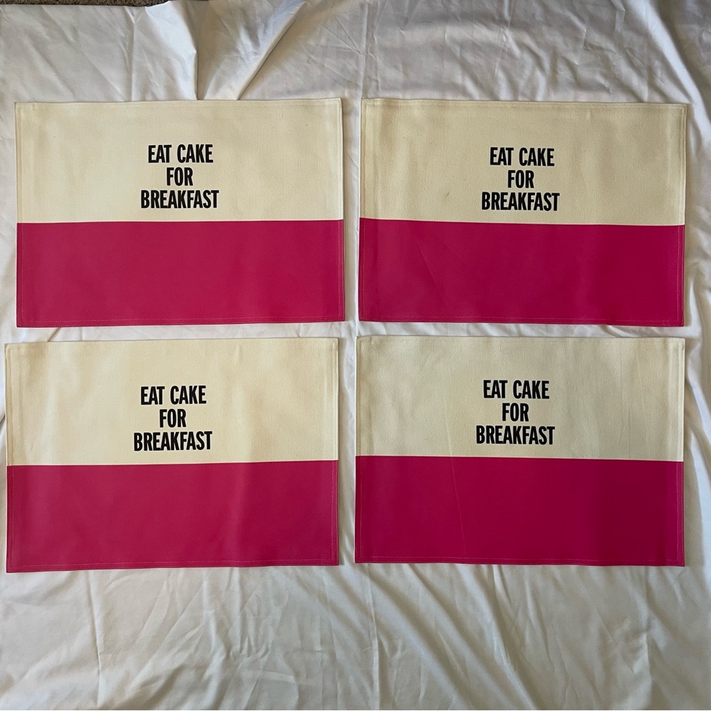 Kate Spade set of 4 “Eat Cake For Breakfast” Placemats